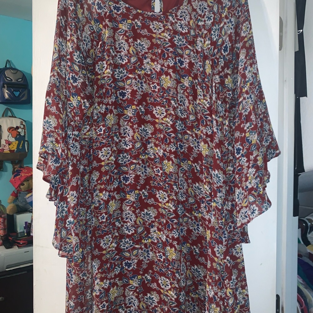 Burgundy floral dress